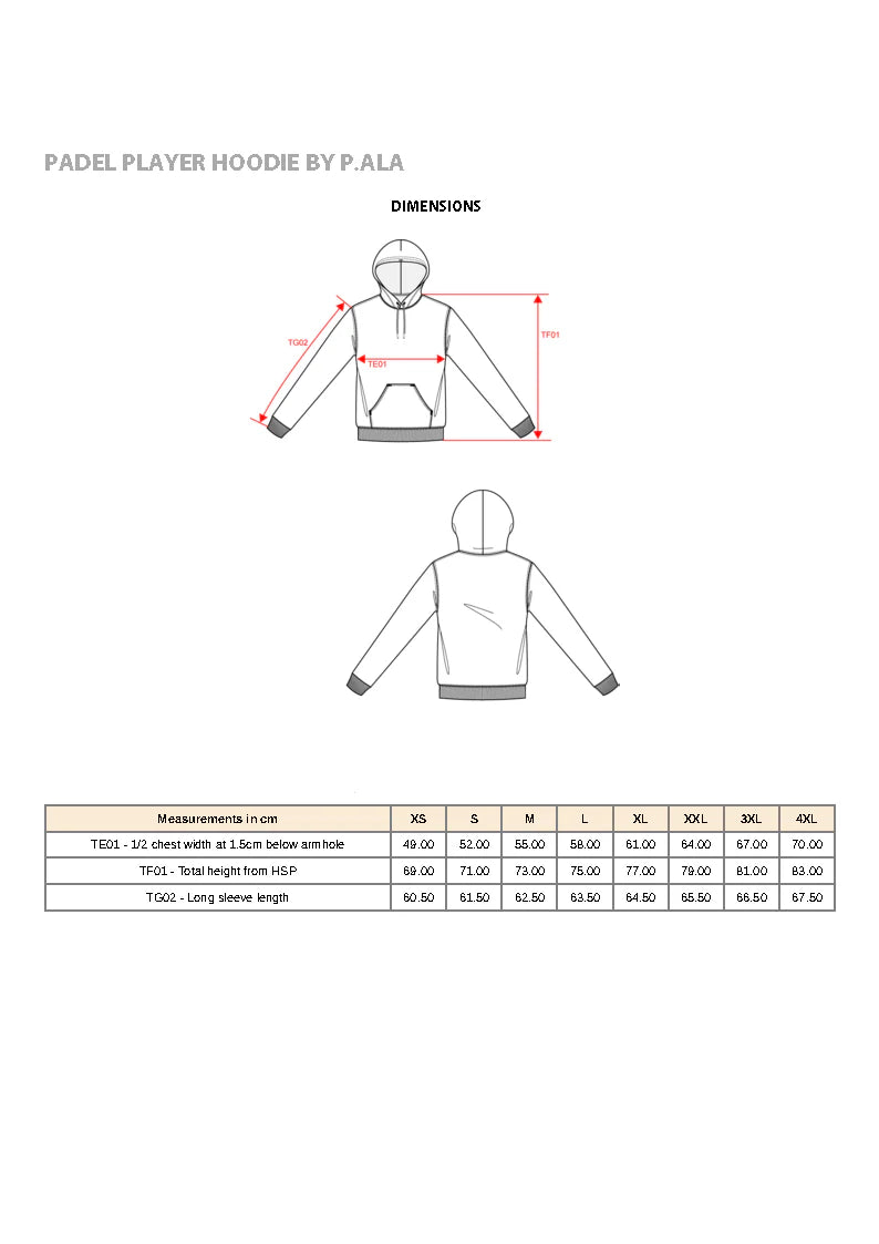 Padel Hoodie for men with brushed fleece fabric and kangaroo pockets