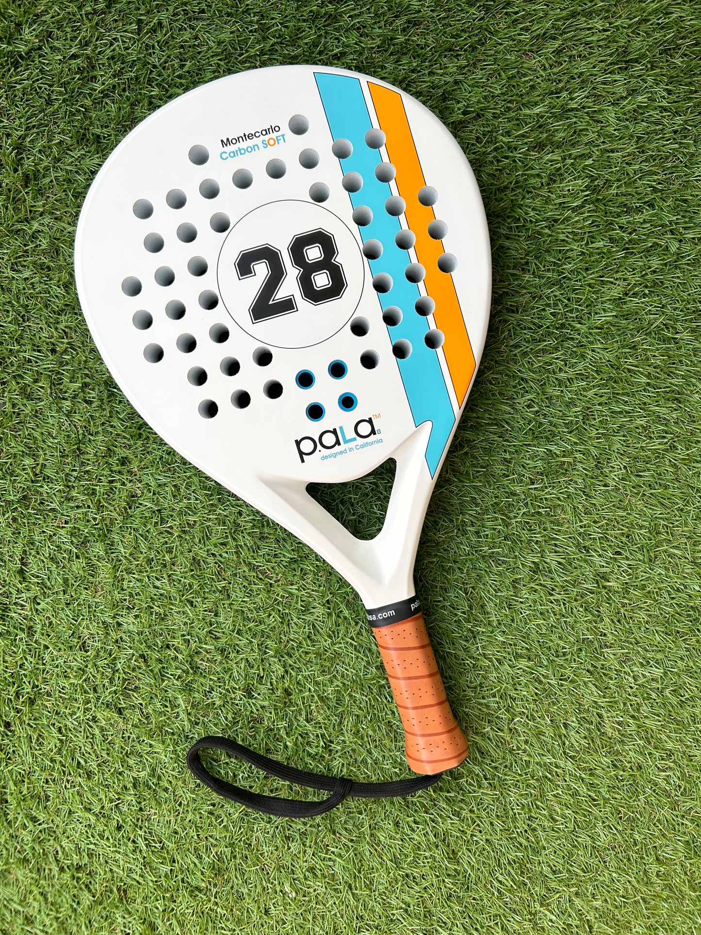 Top view of the P.ala Montecarlo Padel Racket highlighting its round-shaped design