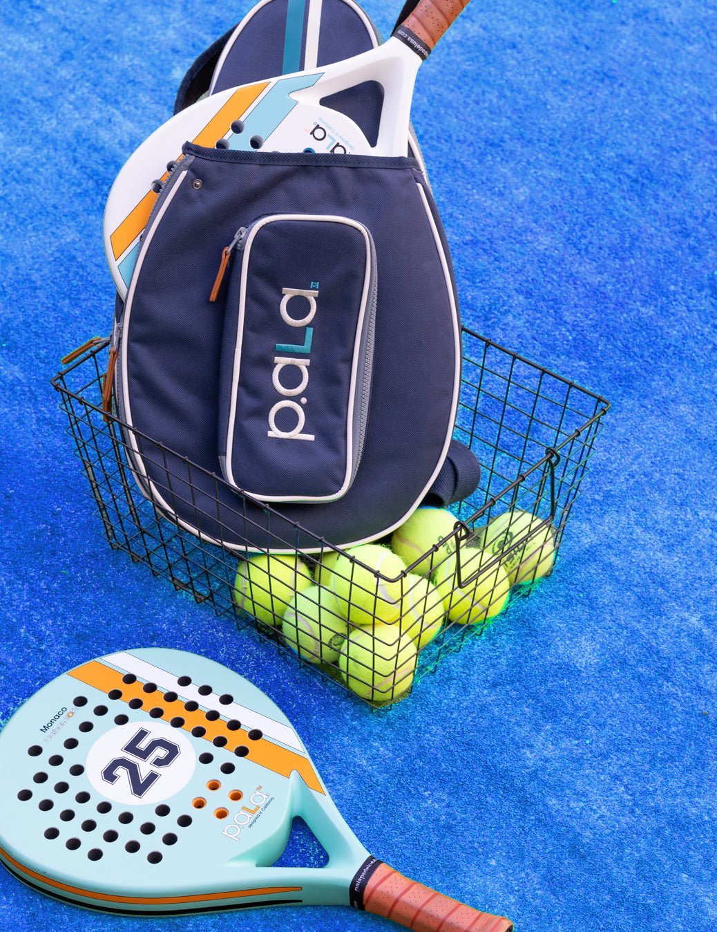 Complete padel set on a padel court with USA delivery options