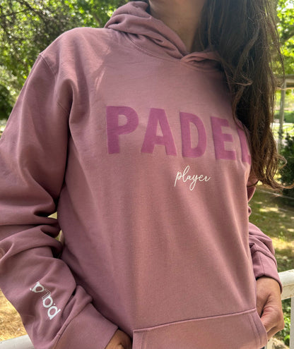 Dusty purple women's padel hoodie with adjustable hood and fleece fabric