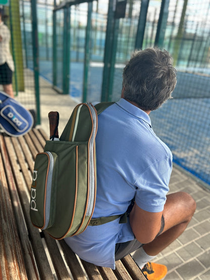 p.ala green padel bag with racket