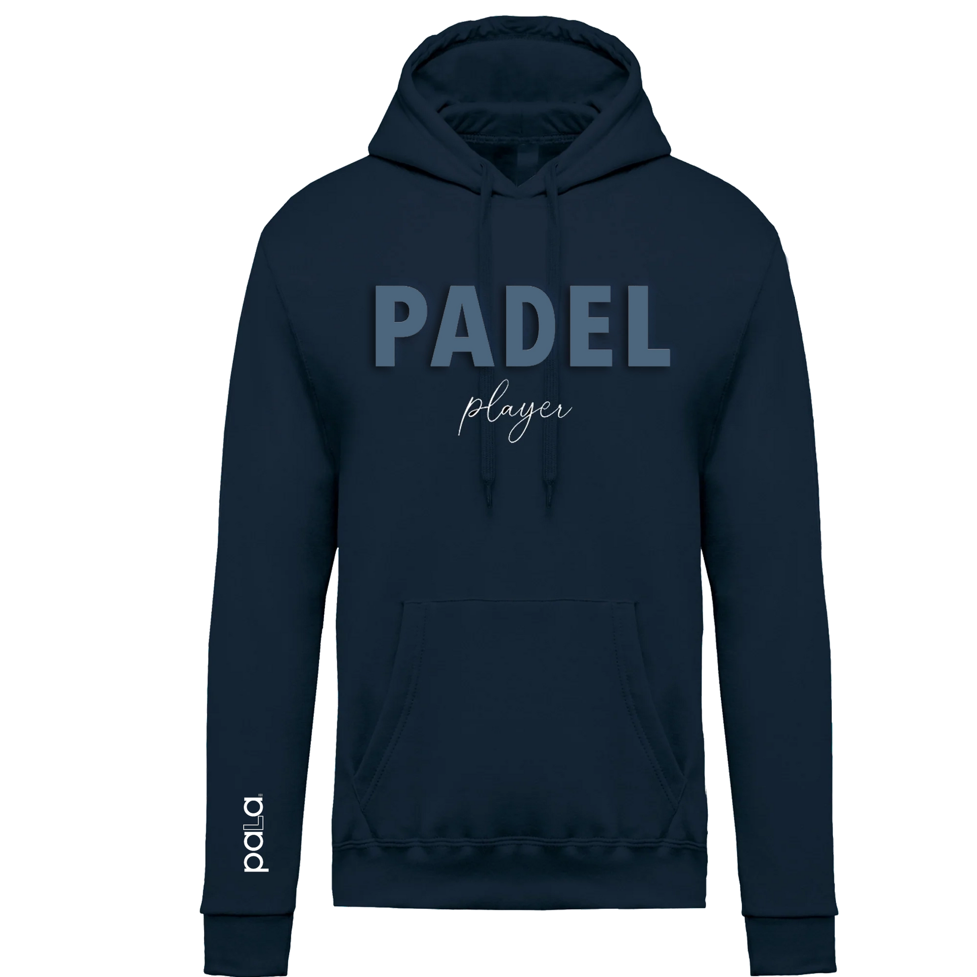 Stylish Navy Blue Padel Hoodie for men with brushed fleece fabric and kangaroo pockets
