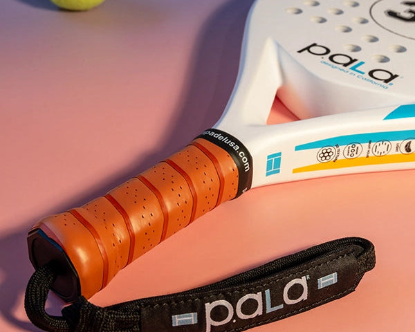 white padel racket with faux leather handle 