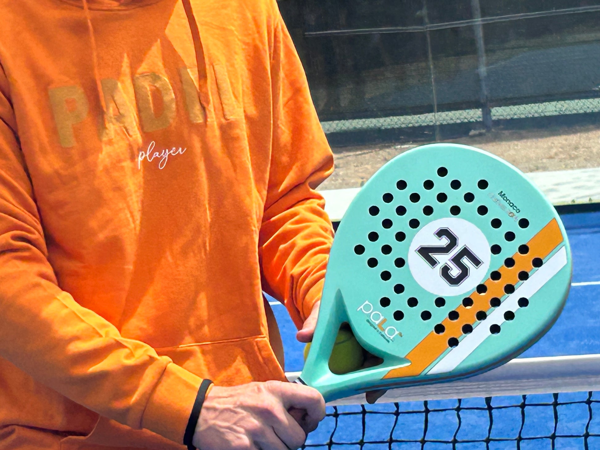 pala padel racket monaco detail in a padel court